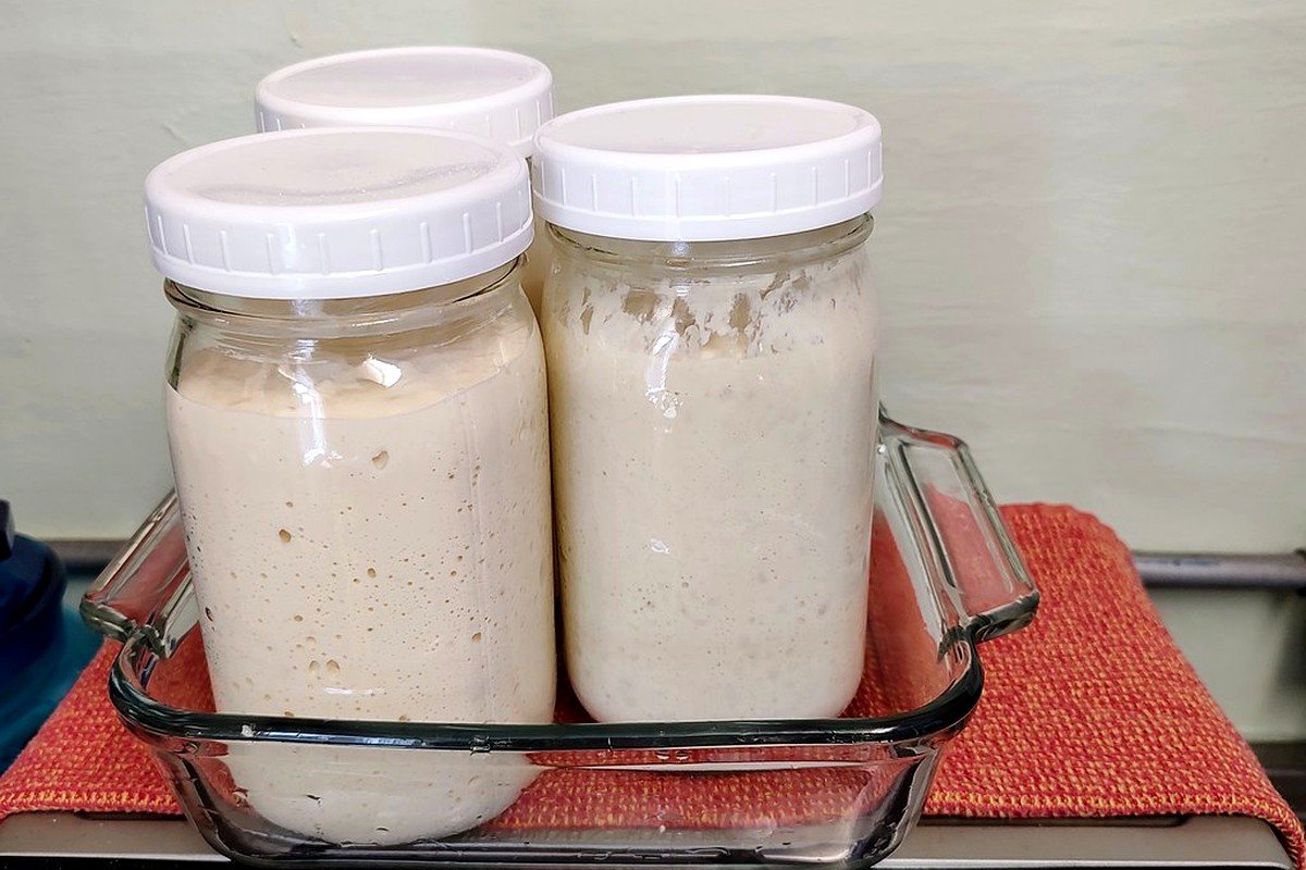 STEP 01 for High Protein Sourdough Apple Fritter Loaf: Mix Sourdough Discard & Greek Yogurt