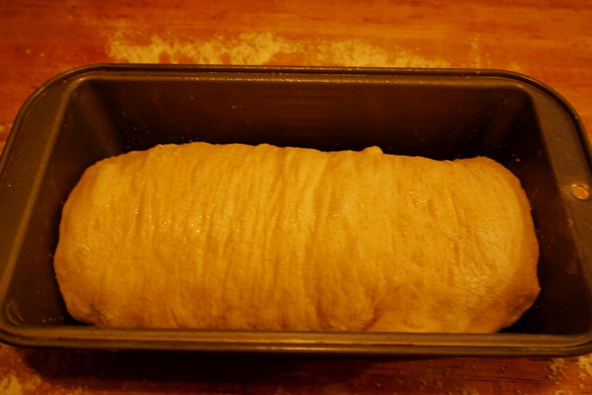 STEP 04 for High Protein Sourdough Apple Fritter Loaf: Layer Batter & Cinnamon Apple Ribbons